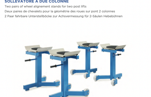 Deux paires de chevalets pour la géométrie des roues sur pont 2 colonnes